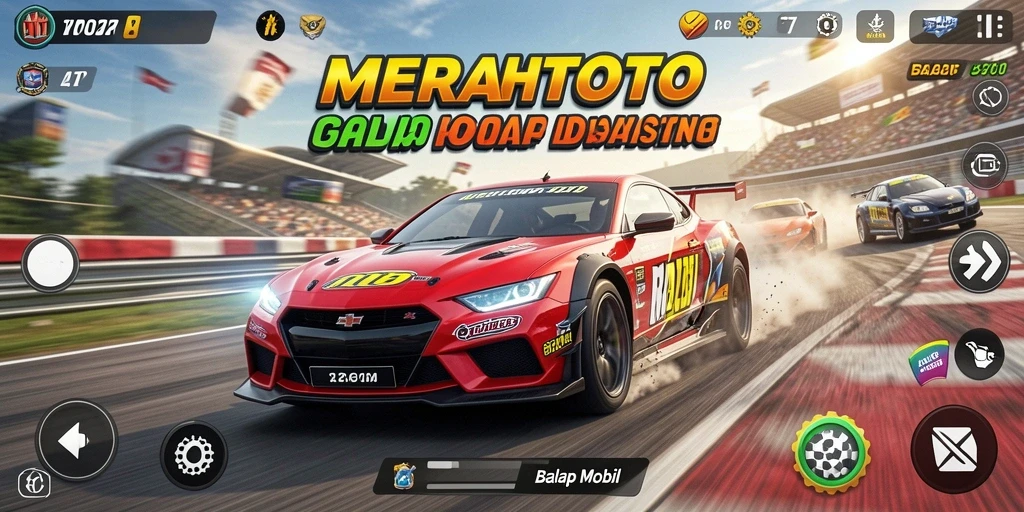 Antarmuka menarik dan dinamis dalam game Balap Mobil MERAHTOTO.