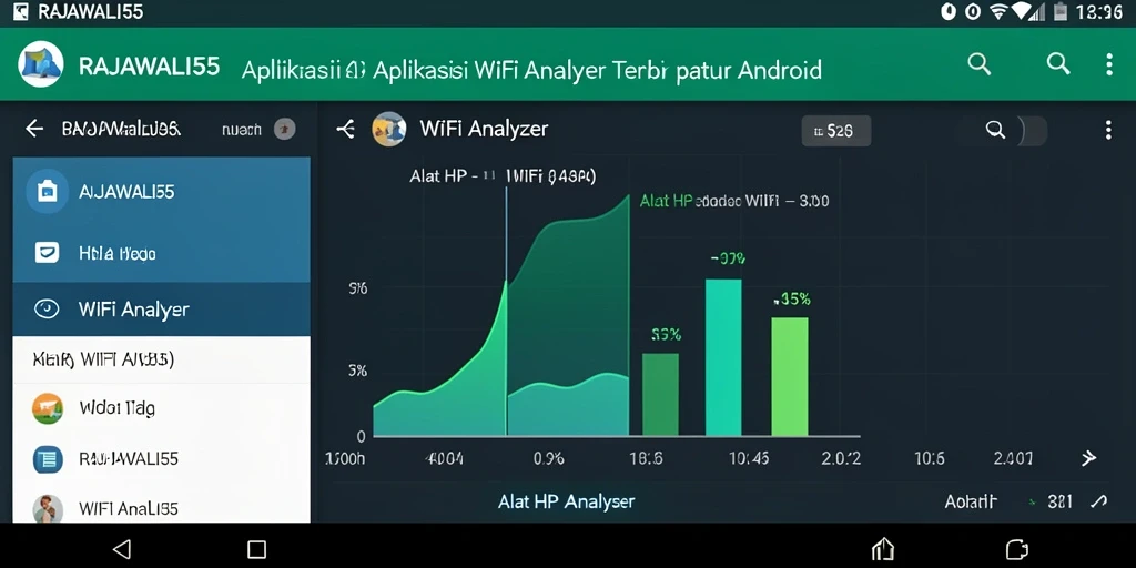 Antarmuka RAJAWALI55 yang menampilkan analisis koneksi WiFi dan kecepatan internet.